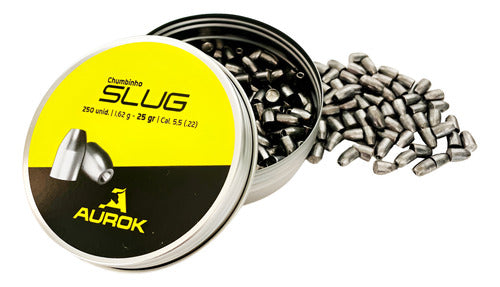 Chumbinho Aurok Slug 5,5mm 1,81g 28gr Ponta Oca Pesado 250un