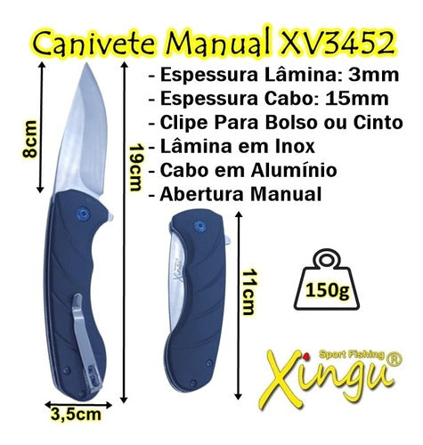 Canivete Xingu Metal Cabo De Alumínio Xv3452 Compacto Bolso