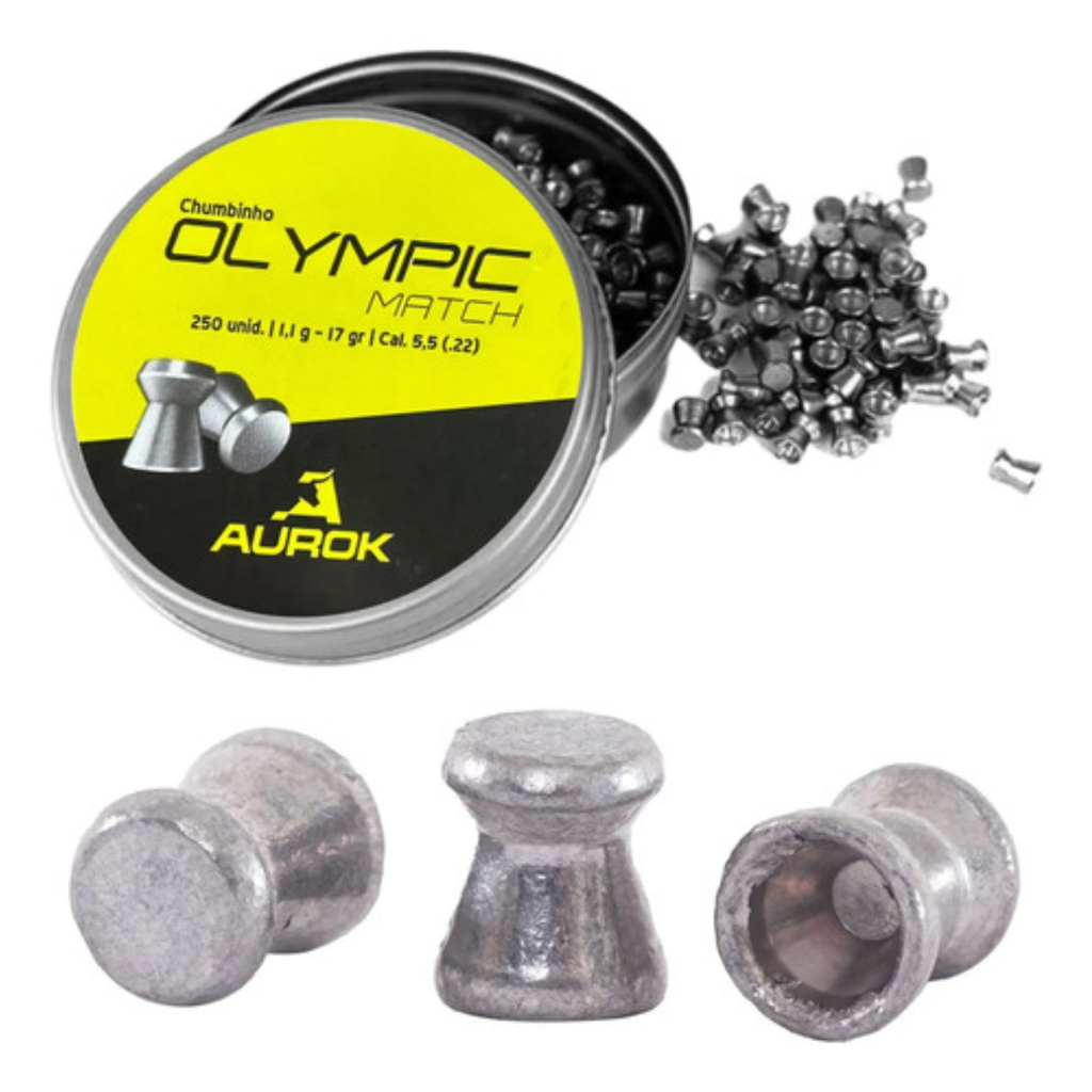 Kit 3 Chumbinho Aurok Olympic Match 5.5mm 1,10g Carabina 250