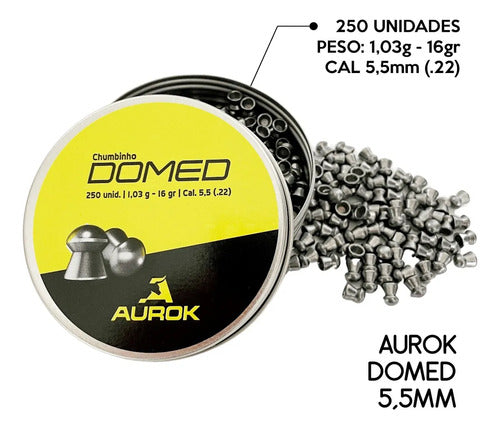 Kit 2 Chumbinho Aurok Domed 5,5mm 1,03g Diabolô 250 Un