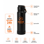 Garrafa Térmica Bravor Mountain 600ml Inox Tampa Flip Esporte