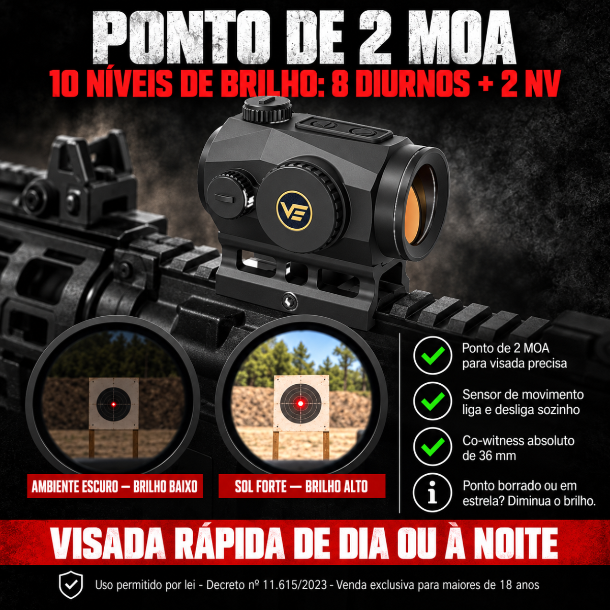 Red Dot Vector Scrapper 1x25 G2 Sensor Movimento Picatinny