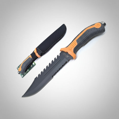 Faca Cabo Laranja Lâmina Negra Xingu Xv2907 + Bainha