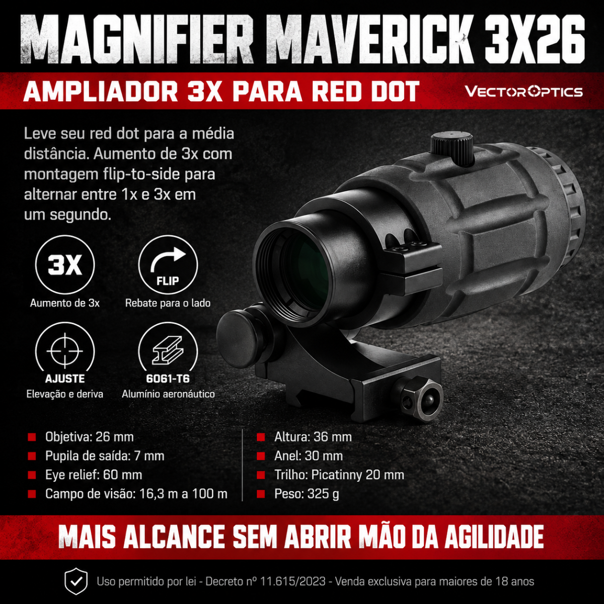 MAGNIFIER VECTOR, MAVERICK 3X26 REF SCMF-10K