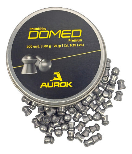 Chumbinho Aurok Premium Domed 6,35mm Precisão 200 Unidades Pressão