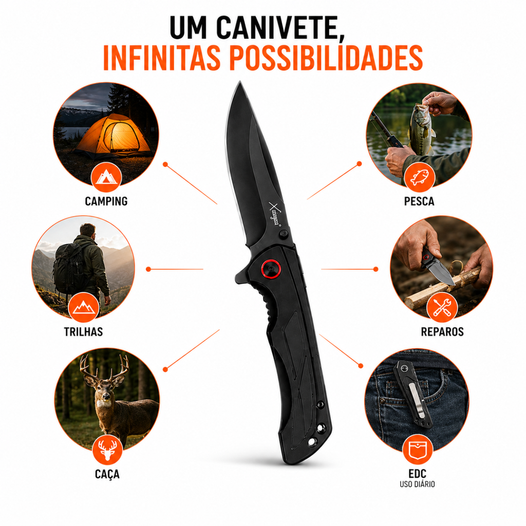Canivete Xingu Metal Cabo De Alumínio Xv3451 Compacto Bolso