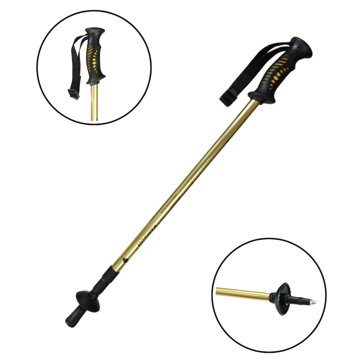 Bastão Caminhada Alum Ajustável Trekking Antishock Guepardo