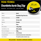 Chumbinho Aurok Slug 5,5mm 25gr Ponta Oca Pesado 250un