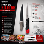 Faca De Filetar Peixes sushi churrasco Bravor Flutuante 26cm