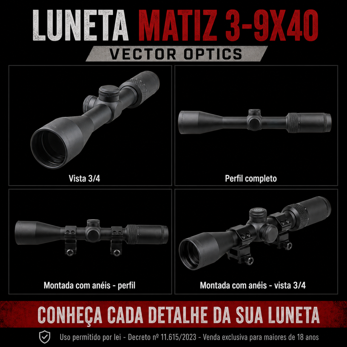 Luneta Vector Optics Matiz 3-9x40 SFP MRAD 1/10 MIL