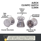 Chumbinho Aurok Olympic Match 5.5mm 1,10g Carabina 250 Unidades