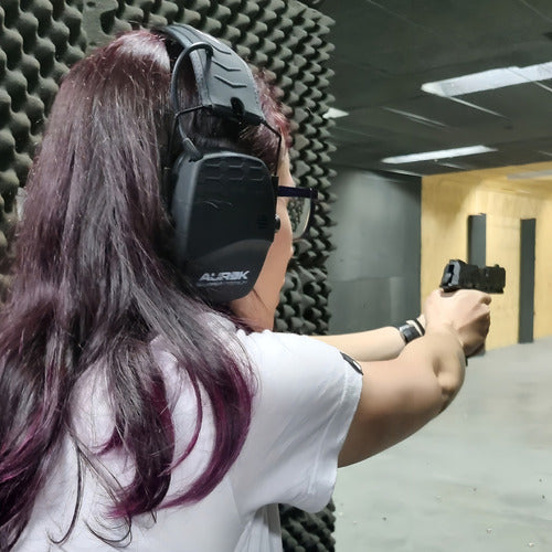 Abafador De Ruídos Aurok Sport Atenuação 25db Tiro Esportivo Cor Preto Preto