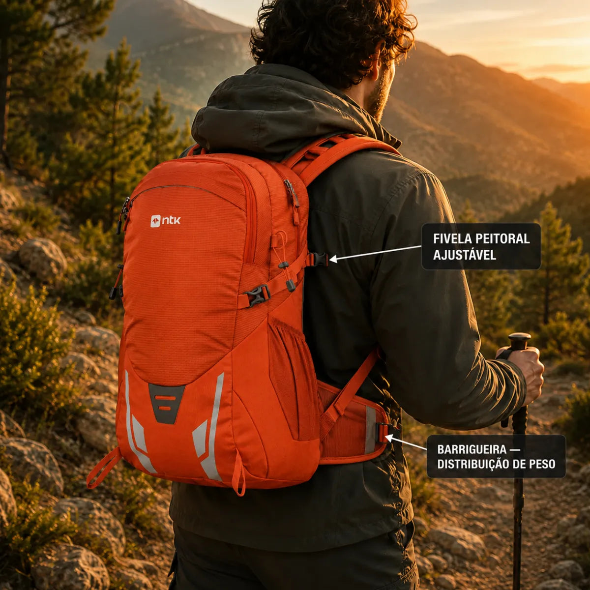 Mochila Camping Trilha Attack Air X 30L Capa de Chuva Ntk