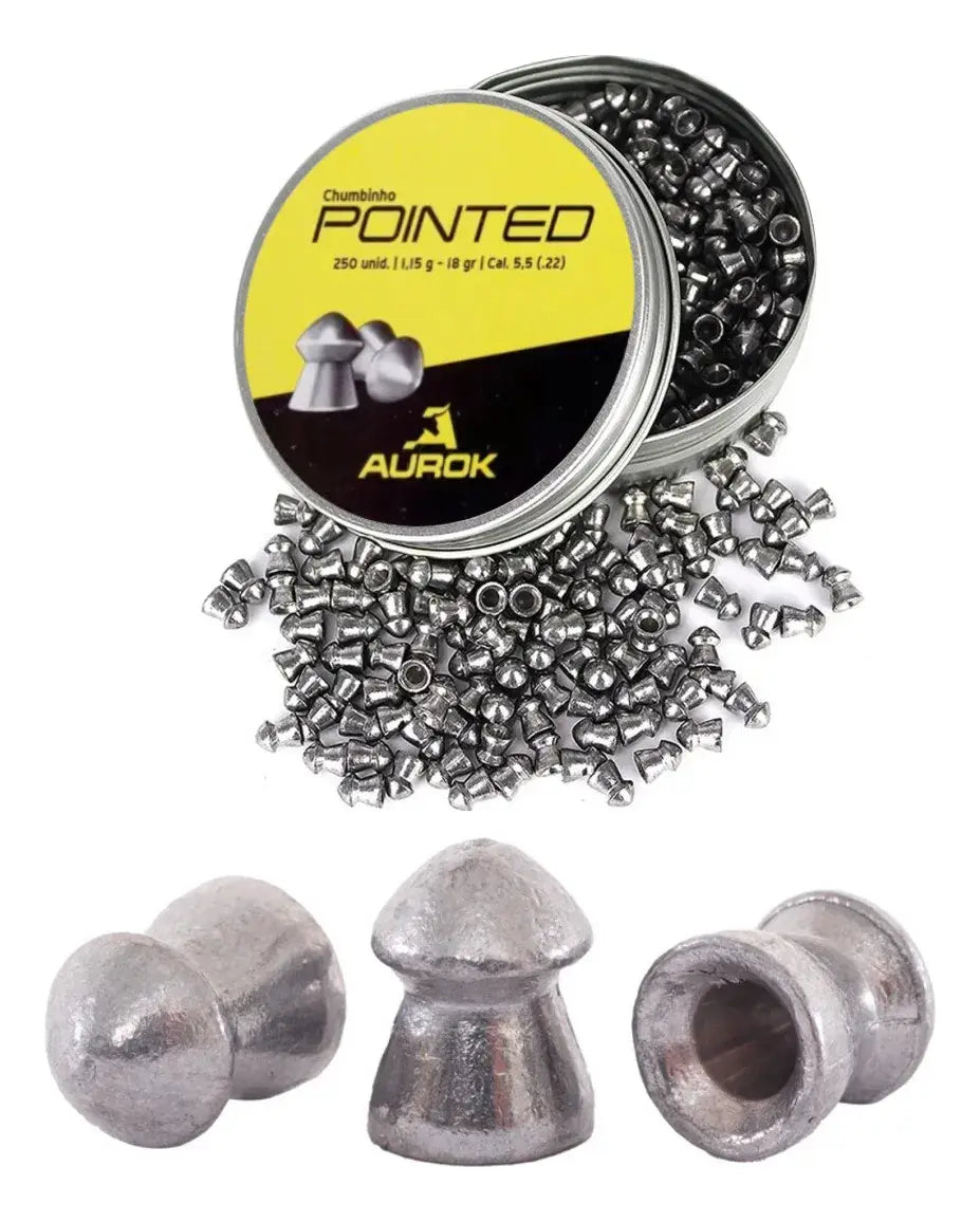 Chumbinho Aurok Pointed 5.5mm 1,15g Carabina Rifle 250 Unid