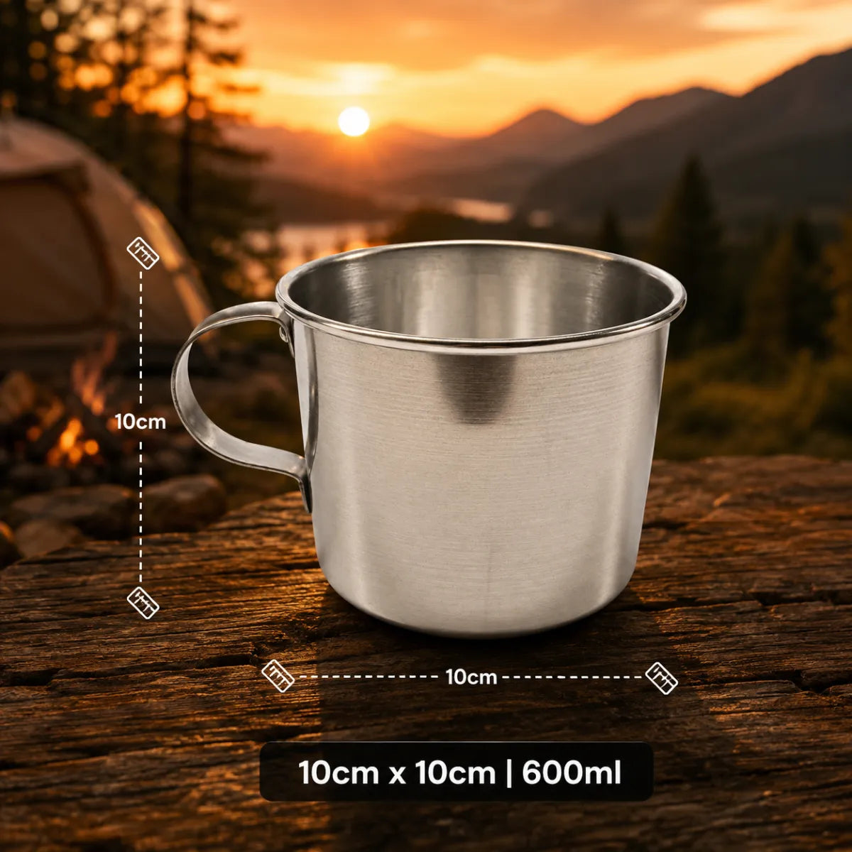 Caneca Alumínio 600ml Ferver Água Camping Trilha Legendários