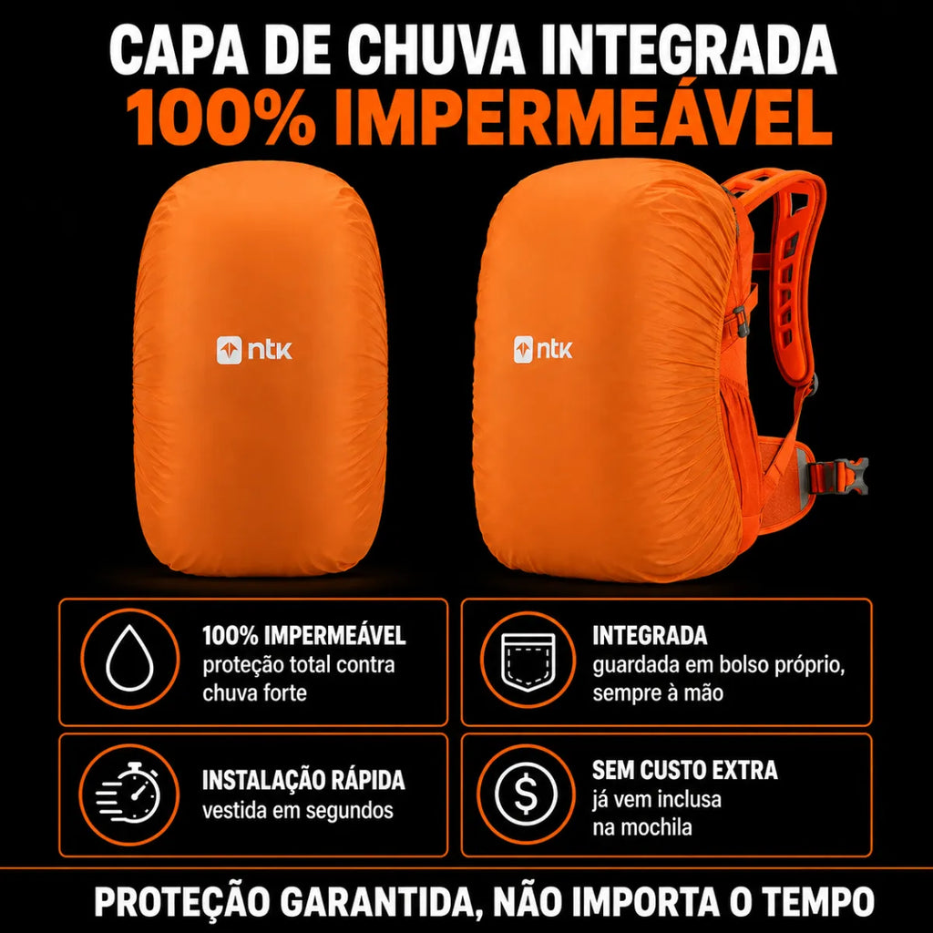 Mochila Camping Trilha Attack Air X 30L Capa de Chuva Ntk