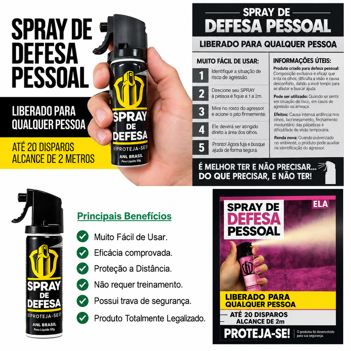 Spray Defesa Pessoal Gengibre 50g 20 Disparos Liberado