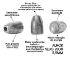 Chumbinho Aurok Slug 5,5mm 1,81g 28gr Ponta Oca Pesado 250un