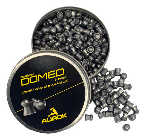 Chumbinho Aurok Premium Domed 6,35mm Precisão 200 Unidades Pressão
