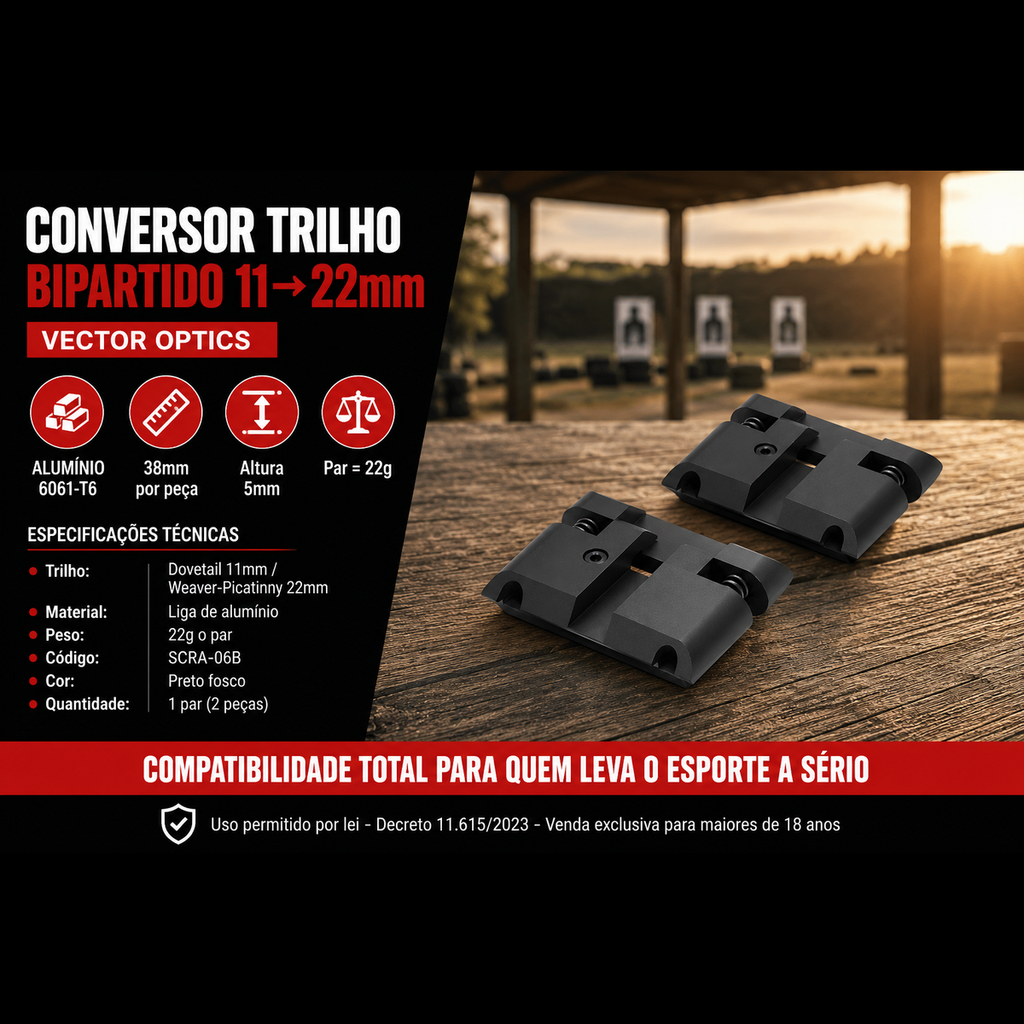 Adaptador Conversor Trilho 11mm 22mm Vector Optics SCRA-06B
