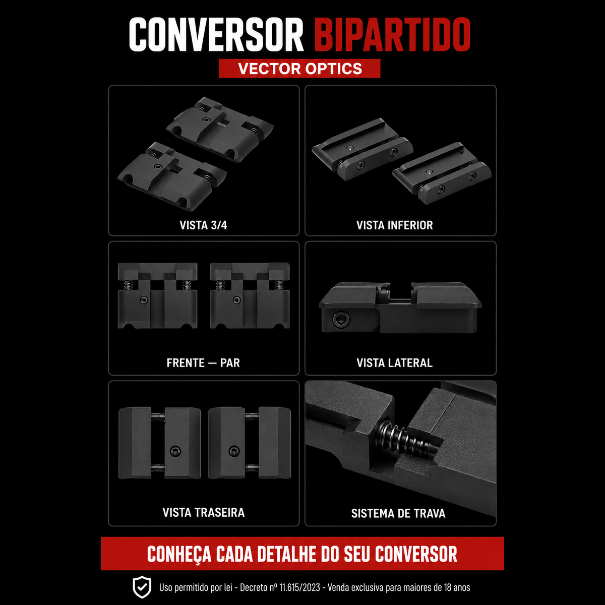 Adaptador Conversor Trilho 11mm 22mm Vector Optics SCRA-06B